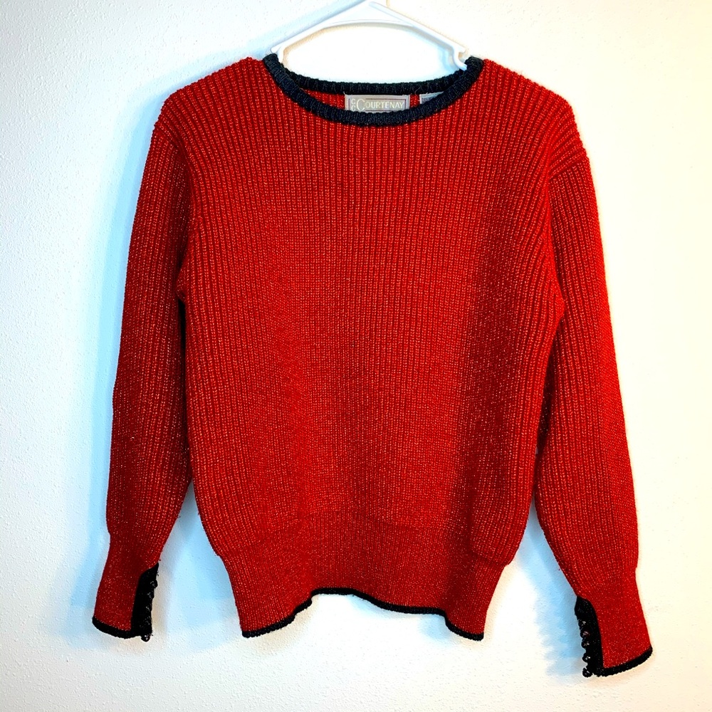Courtenay red shiny red sweater for most holiday P